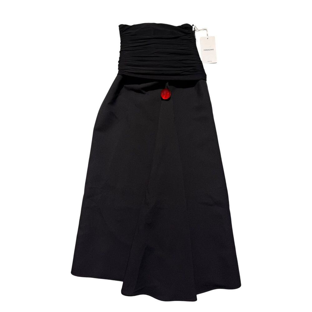 $3,500 Ruched Waist Slit Hem Maxi Skirt